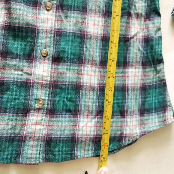 Eddie Bauer Flannel Plaid Button Down Shirt Green - Picture 4 of 7